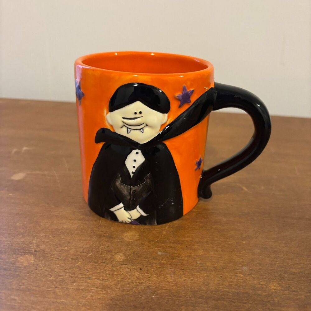 Holiday Home Cartoon Style Vampire Orange and Black Halloween Holiday Spooky Mug